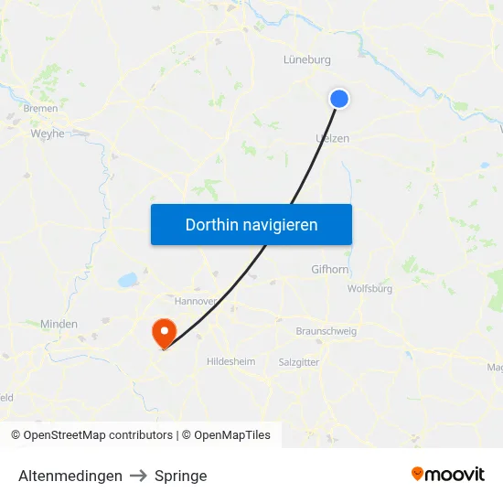 Altenmedingen to Springe map