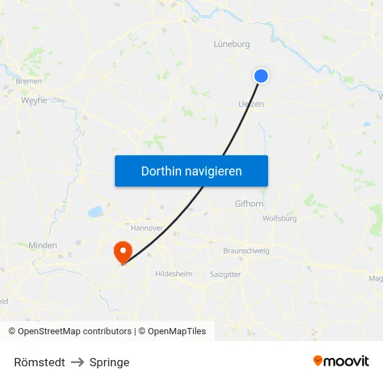 Römstedt to Springe map
