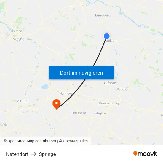 Natendorf to Springe map