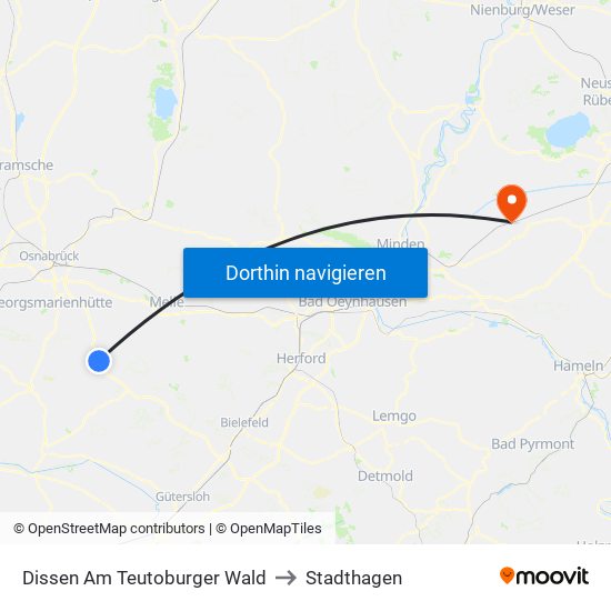 Dissen Am Teutoburger Wald to Stadthagen map