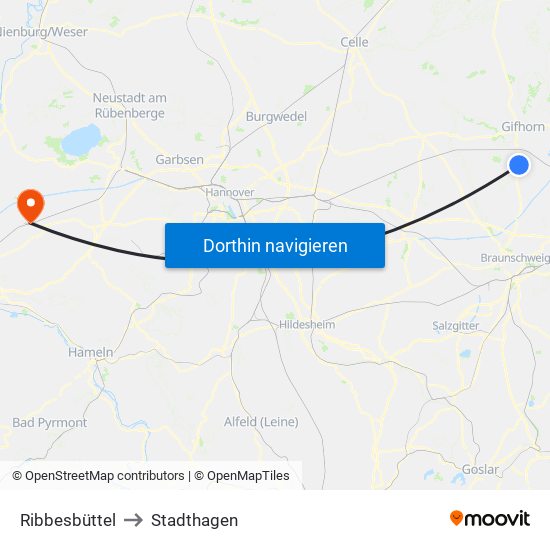 Ribbesbüttel to Stadthagen map