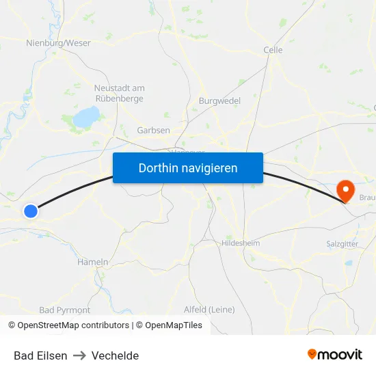 Bad Eilsen to Vechelde map