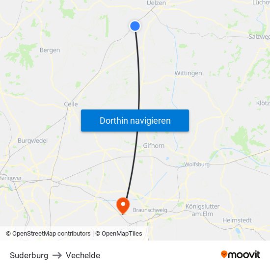 Suderburg to Vechelde map