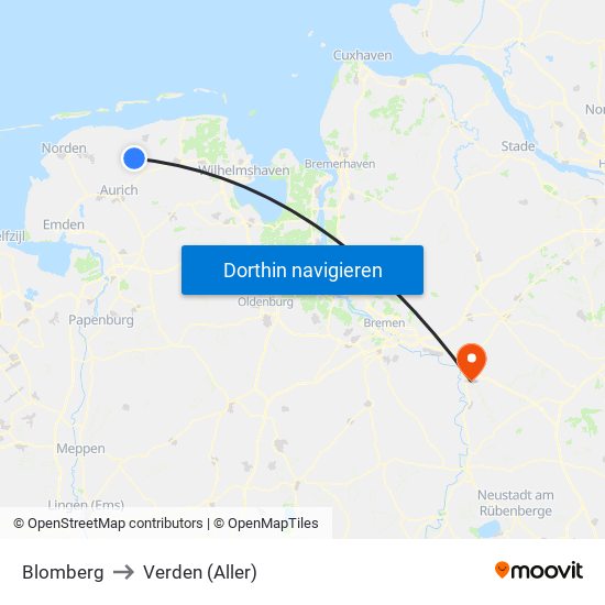 Blomberg to Verden (Aller) map