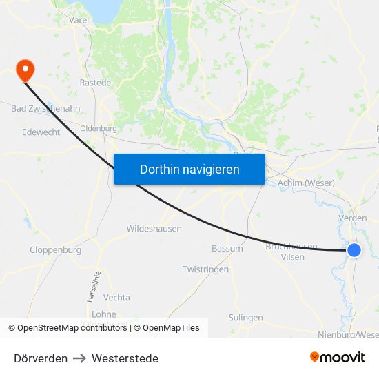 Dörverden to Westerstede map