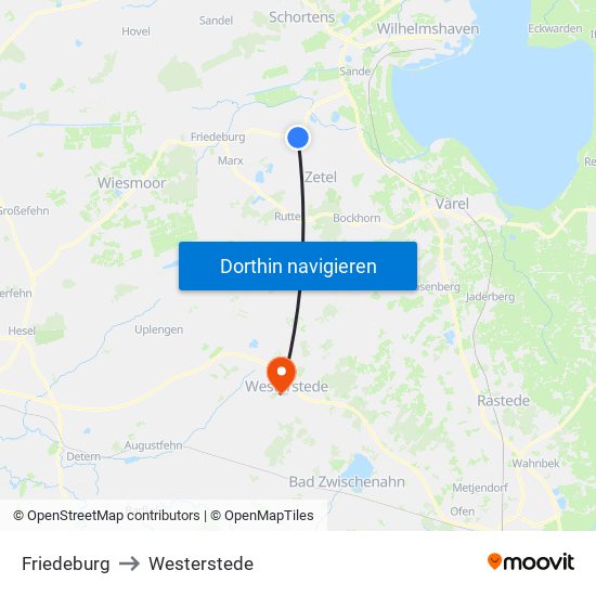 Friedeburg to Westerstede map