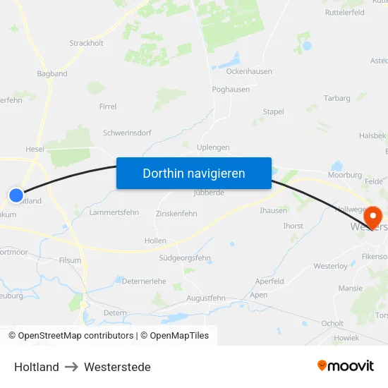 Holtland to Westerstede map