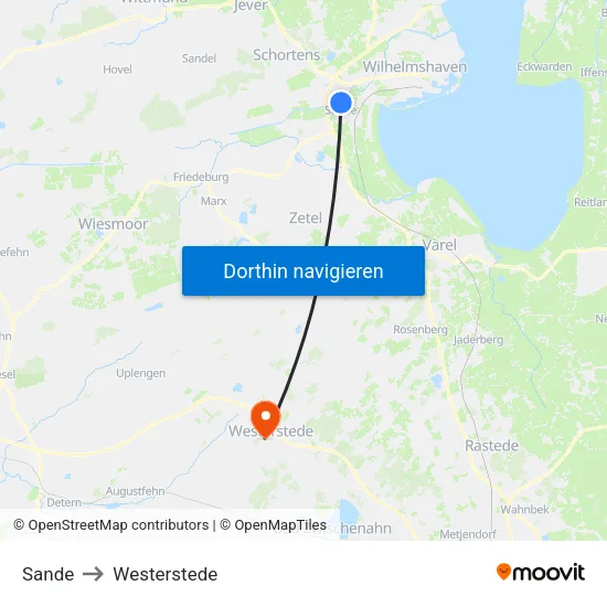 Sande to Westerstede map