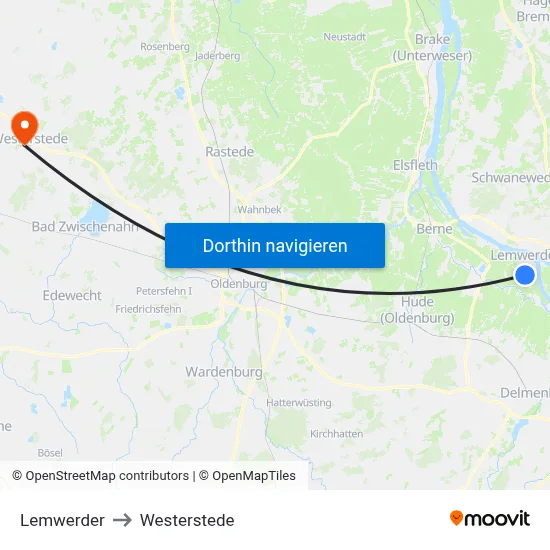 Lemwerder to Westerstede map