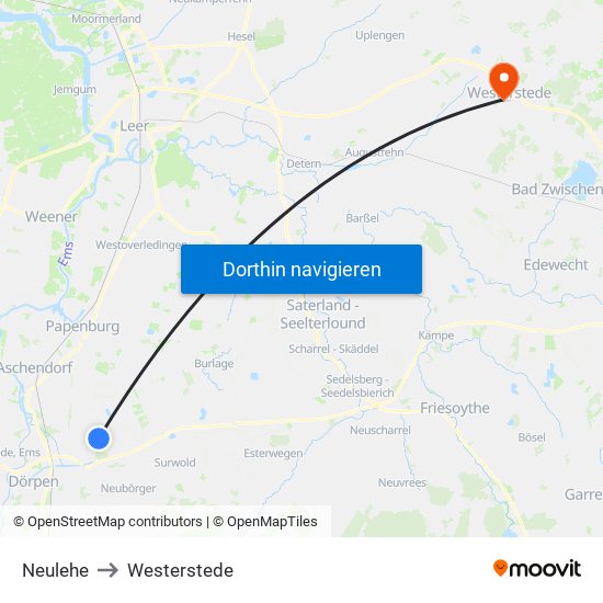 Neulehe to Westerstede map