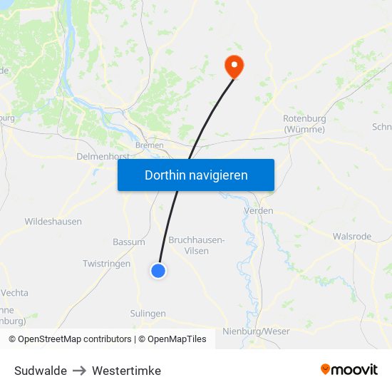 Sudwalde to Westertimke map