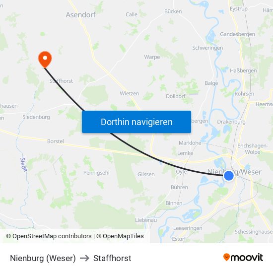 Nienburg (Weser) to Staffhorst map