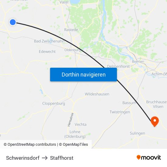 Schwerinsdorf to Staffhorst map