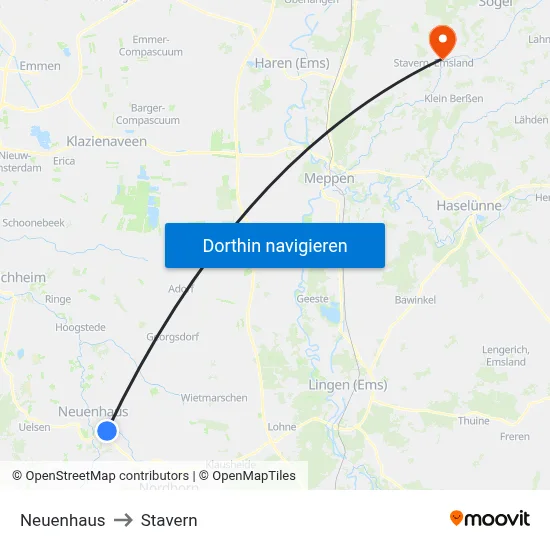 Neuenhaus to Stavern map