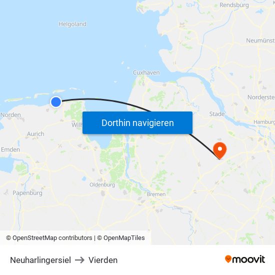 Neuharlingersiel to Vierden map