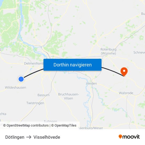 Dötlingen to Visselhövede map