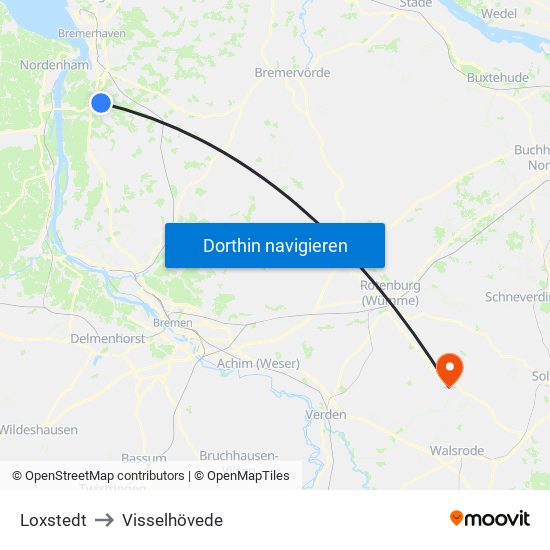 Loxstedt to Visselhövede map