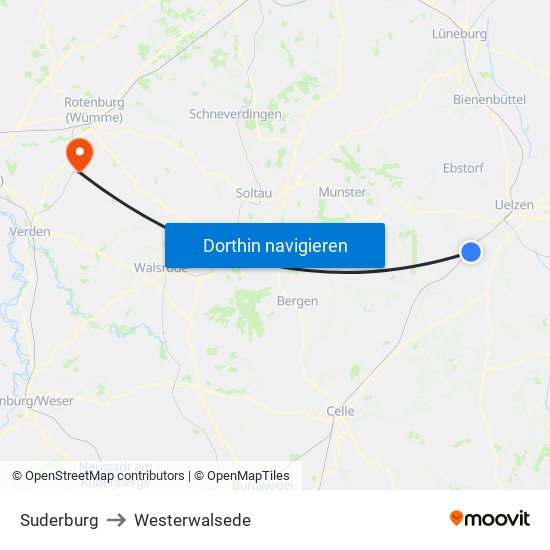 Suderburg to Westerwalsede map