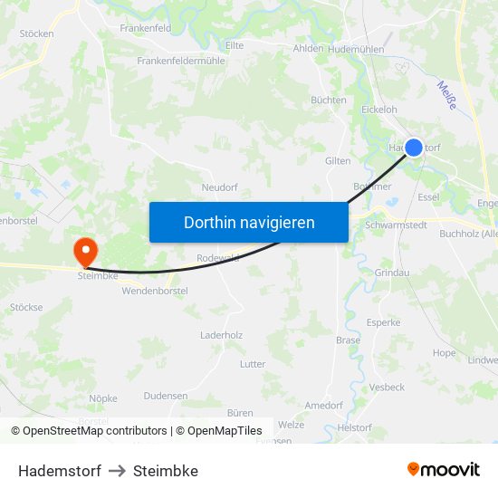 Hademstorf to Steimbke map
