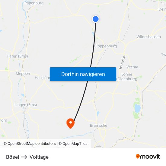 Bösel to Voltlage map