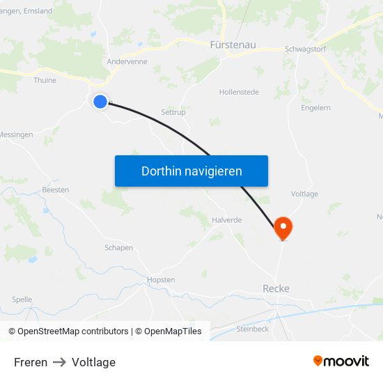 Freren to Voltlage map