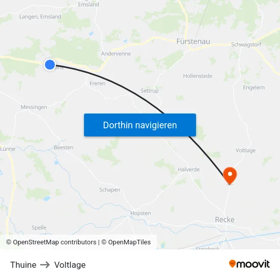 Thuine to Voltlage map