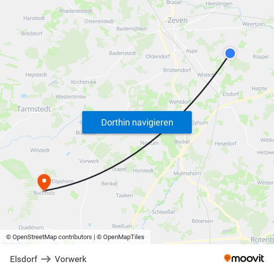 Elsdorf to Vorwerk map