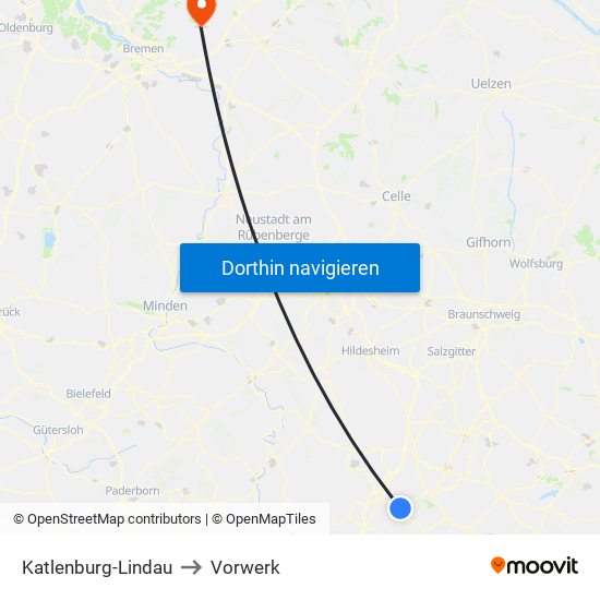 Katlenburg-Lindau to Vorwerk map