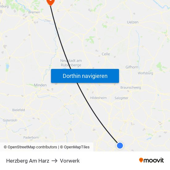 Herzberg Am Harz to Vorwerk map