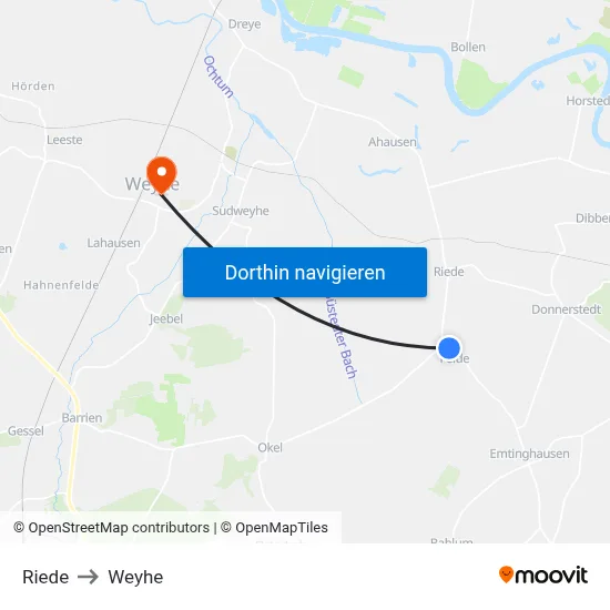 Riede to Weyhe map