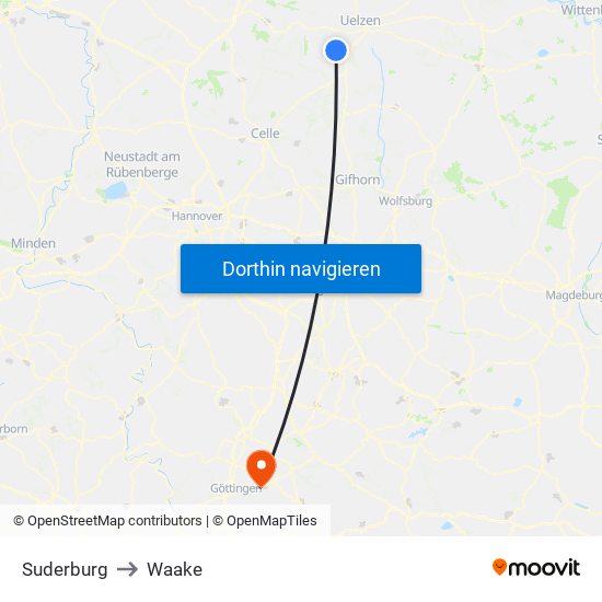 Suderburg to Waake map