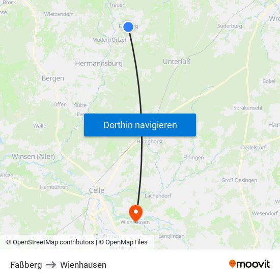 Faßberg to Wienhausen map