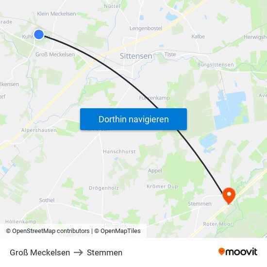 Groß Meckelsen to Stemmen map