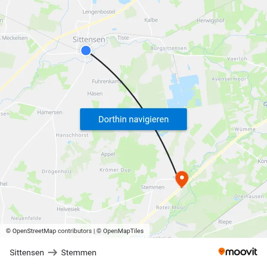 Sittensen to Stemmen map