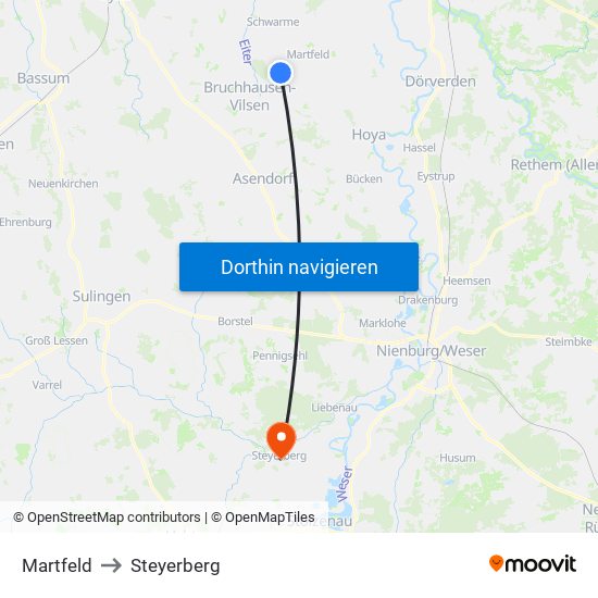 Martfeld to Steyerberg map