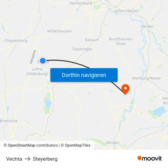 Vechta to Steyerberg map