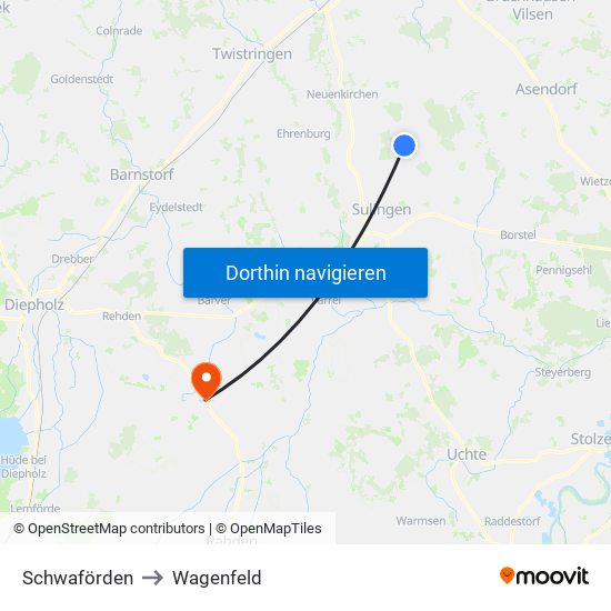 Schwaförden to Wagenfeld map