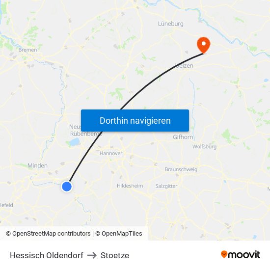 Hessisch Oldendorf to Stoetze map