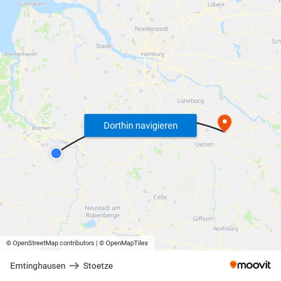 Emtinghausen to Stoetze map