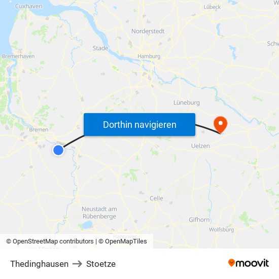 Thedinghausen to Stoetze map