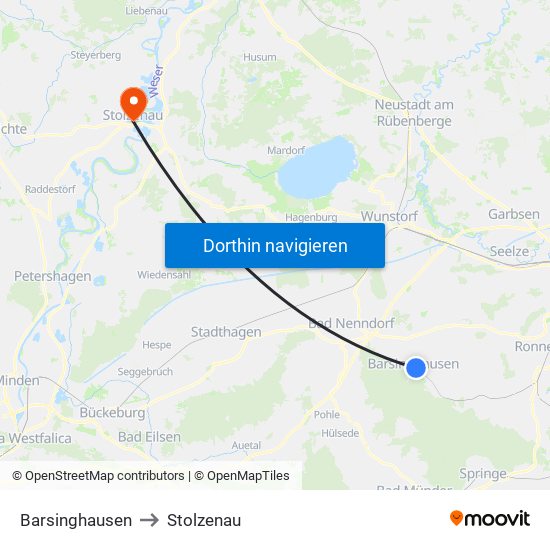 Barsinghausen to Stolzenau map