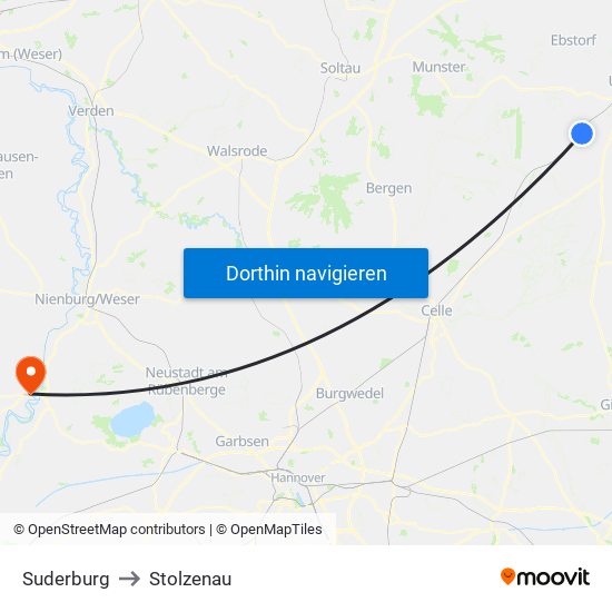 Suderburg to Stolzenau map