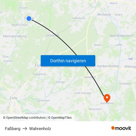 Faßberg to Wahrenholz map