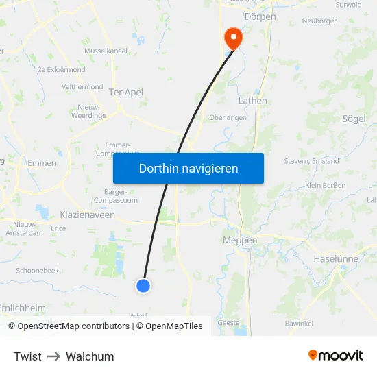 Twist to Walchum map