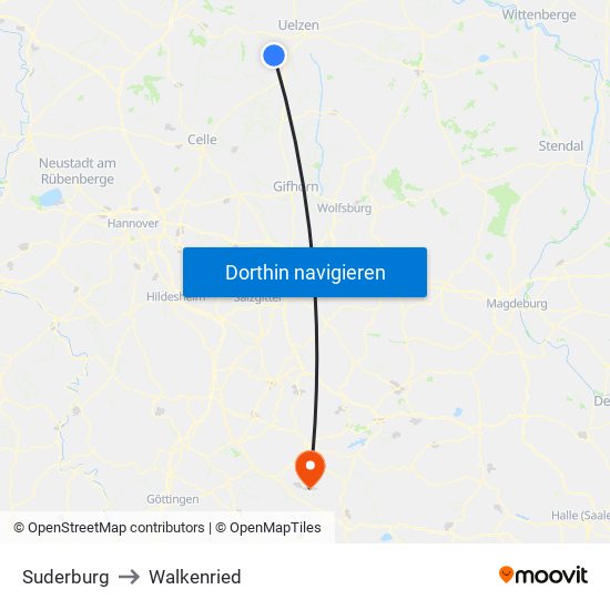 Suderburg to Walkenried map