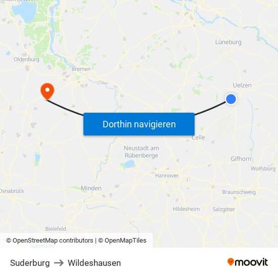 Suderburg to Wildeshausen map
