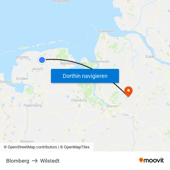 Blomberg to Wilstedt map