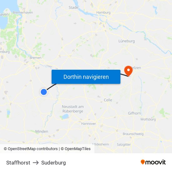 Staffhorst to Suderburg map