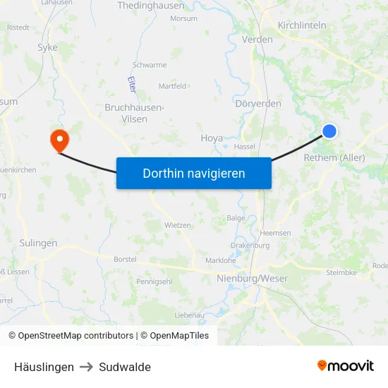 Häuslingen to Sudwalde map