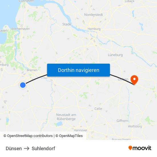 Dünsen to Suhlendorf map